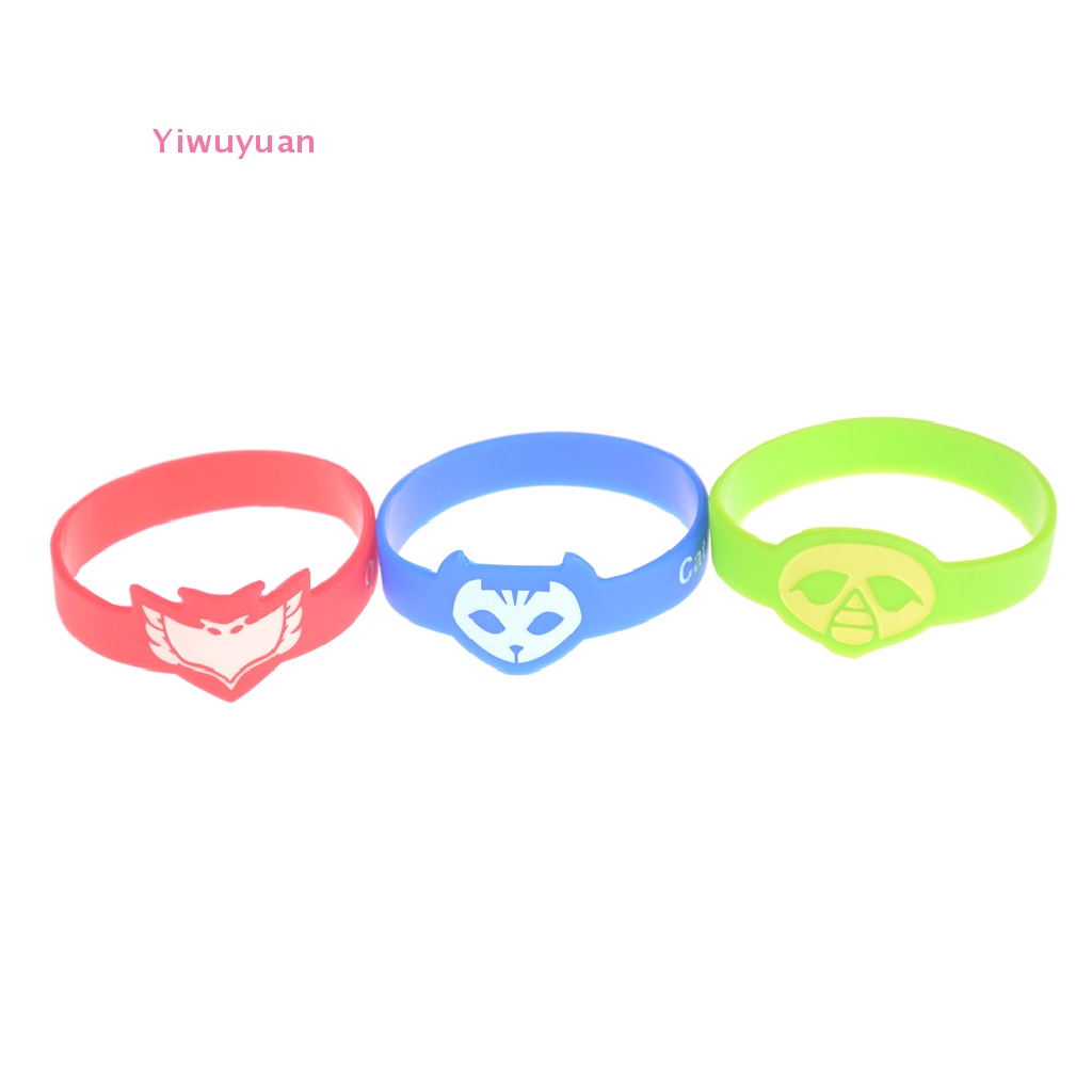 < Yiwuyuan > Vòng Đeo Tay Silicon Hình Tắc Kè Hoa / Cú Mèo PJ Masks Cho Bé Trai
