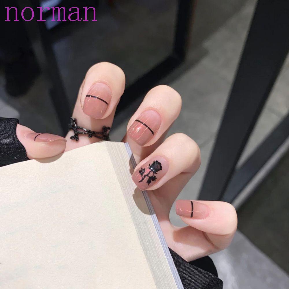 [Hàng mới về] Móng giả hình hoa/ trái tim tình yêu che phủ toàn diện nhấn dán lên móng phong cách Nhật Hàn thời trang