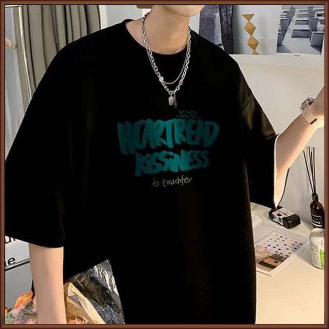 Áo Thun Tay Ngắn Cổ Tròn Dáng Rộng In Chữ Thời Trang Mùa Hè Cho Nam