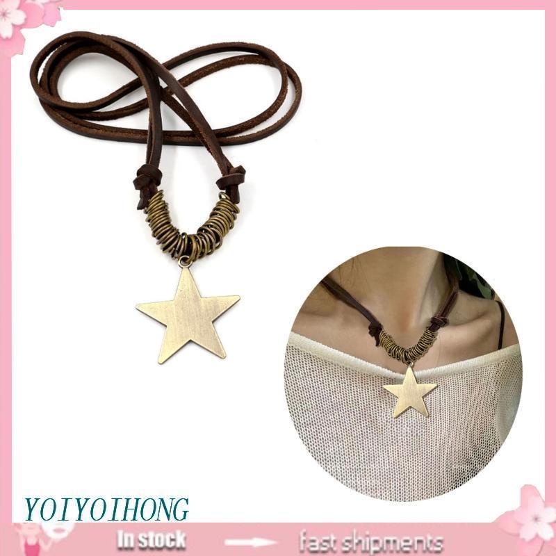 Vòng Cổ Choker Da Bò Mặt Ngôi Sao Năm Cánh Phong Cách Hip Hop
