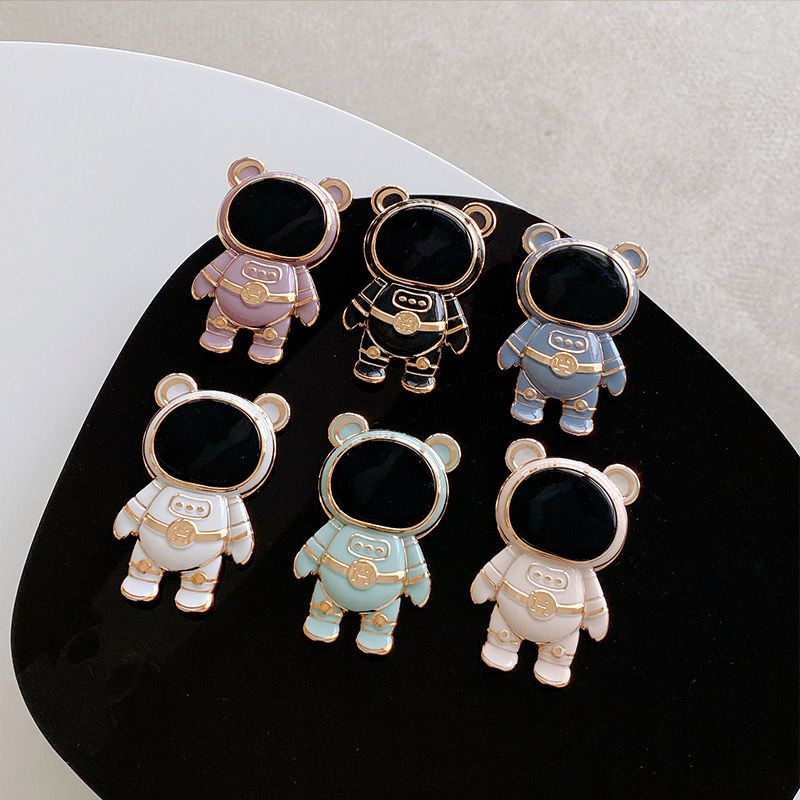 Ốp Điện Thoại Hình Gấu Phi Hành Gia Hoạt Hình 3D Có Túi Khí Và Dây Đeo Cho iphone