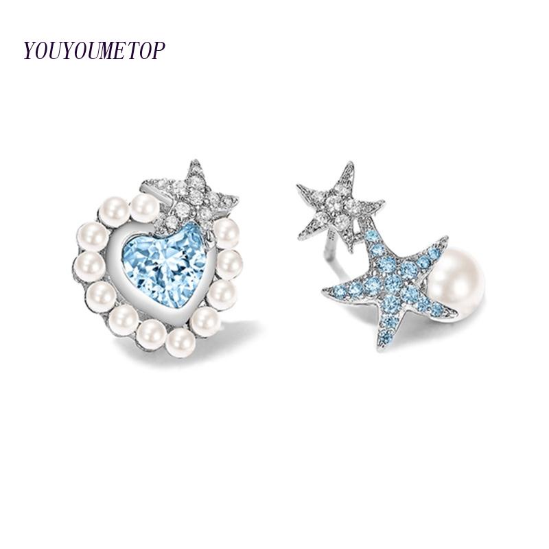 Bông Tai Hình Sao Biển / Trái Tim Đính Đá Thanh Lịch Cho Nữ