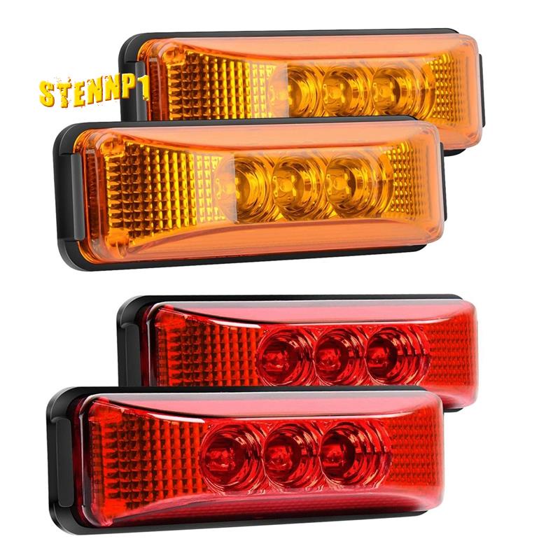 Bộ 4 Đèn LED 3 Bóng 24V 3.9Inch Ánh Sáng Đỏ / Hổ Phách Chuyên Dụng Cho Xe Tải