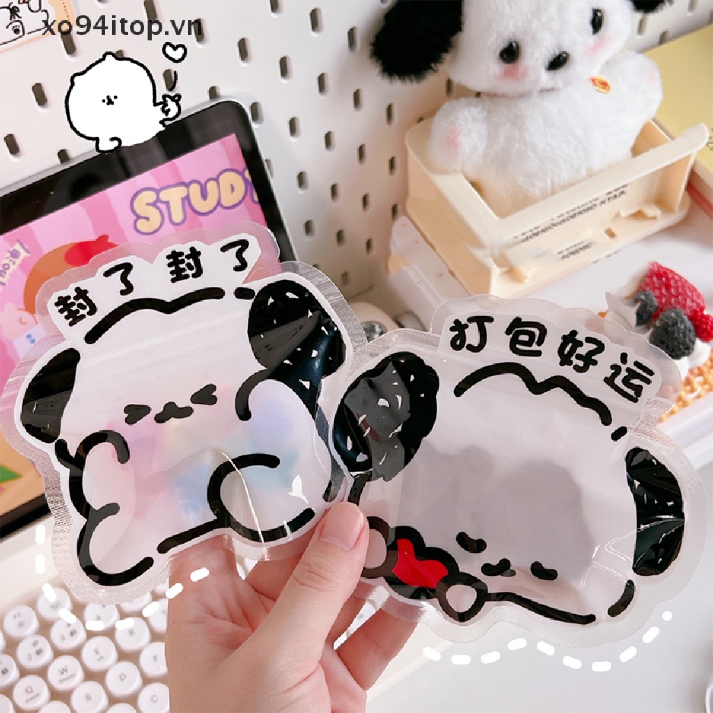 Xoitop Set 5 Túi Zip Nhỏ Bằng Nhựa Poly Trong Suốt In Hình Chú Chó Hoạt Hình Đựng Bánh Kẹo Trang Sức Có Thể Đóng Lại