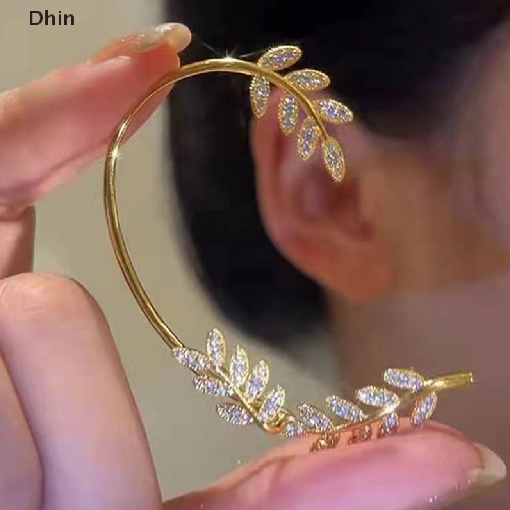 Bông Tai Hình Chiếc Lá Đính Pha Lê Lấp Lánh Thời Trang Cho Nữ