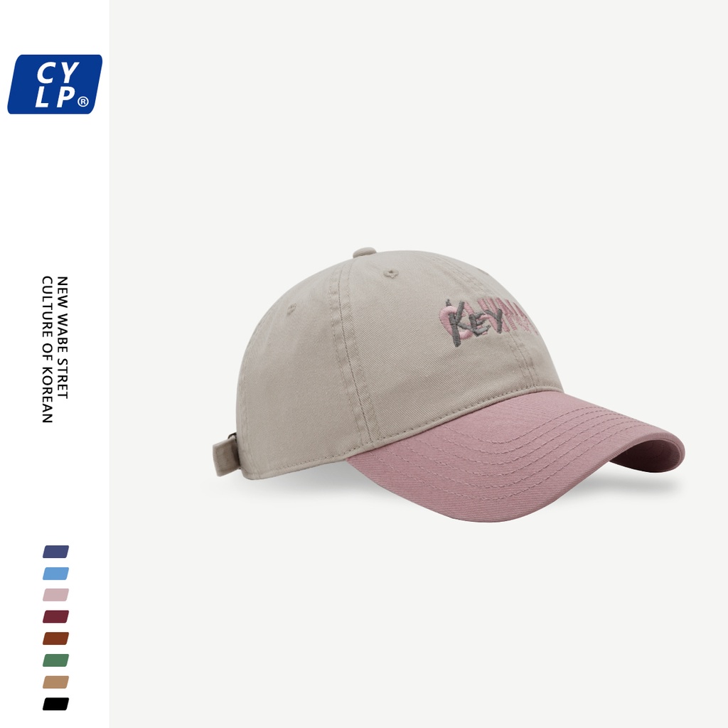 Mũ Lưỡi Trai Thêu Chữ Phối Màu Tương Phản Thời Trang Mùa Hè Hàn Quốc Cho Cặp Đôi