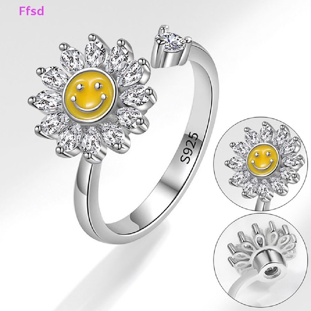 {Ffsd} Nhẫn Hở Hình Mặt Cười Có Thể Điều Chỉnh Thời Trang Cho Nữ