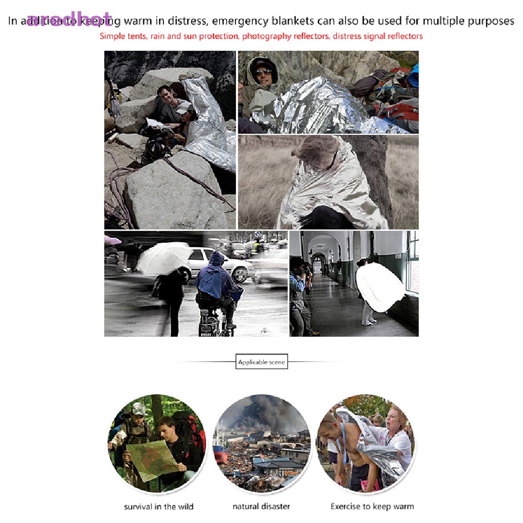 Chăn Sơ Cứu Cách Nhiệt Một Mặt Kích Thước 210 * 160 cm Màu Bạc / Vàng Mới