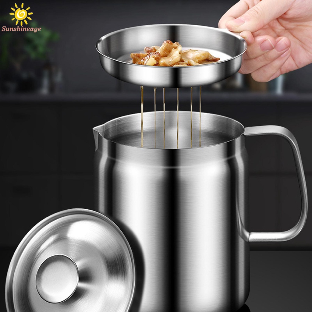 Nồi Lọc Dầu Bằng Thép Không Gỉ Kèm Lưới Lọc Dầu