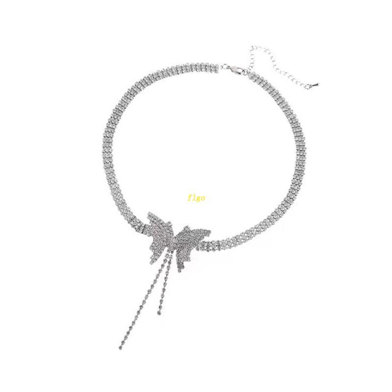 Flgo Vòng Cổ Choker Đính Đá Hình Bướm Cho Cô Dâu