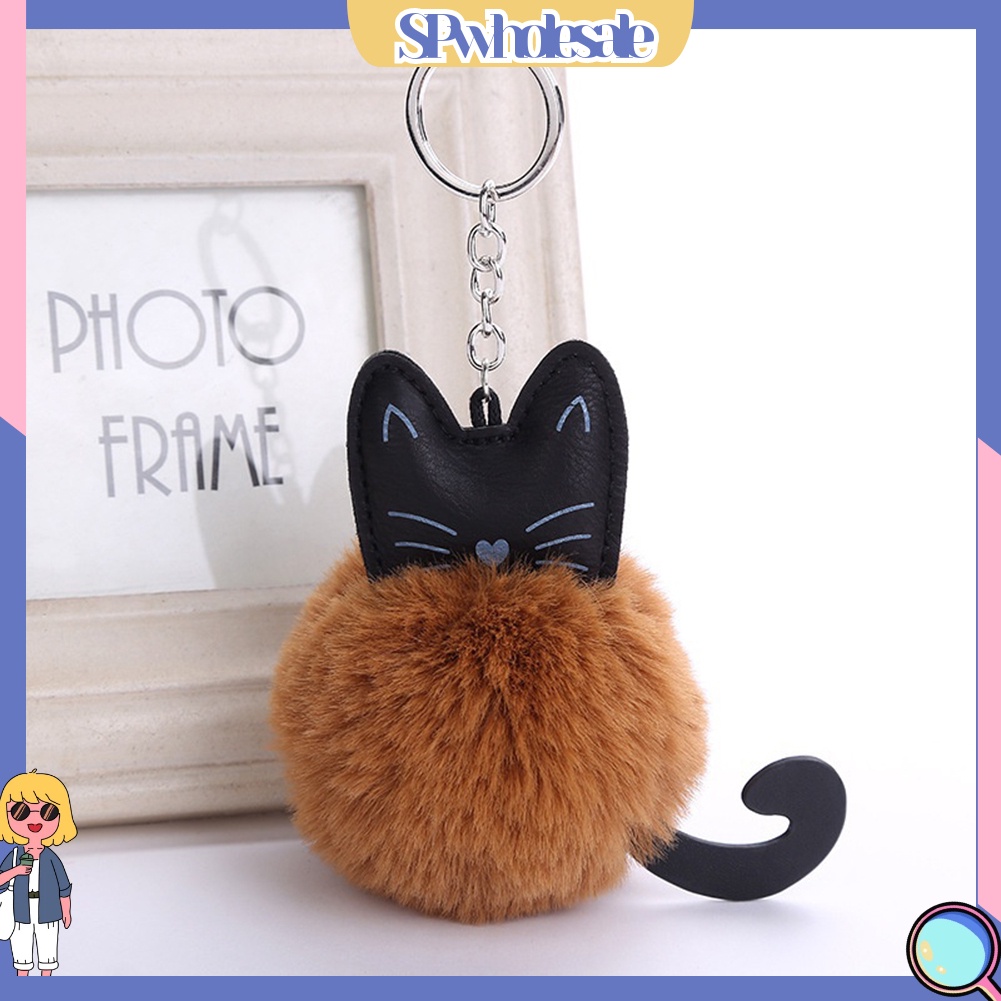 <SPwholesale> Móc Khóa Hình Mèo Phối Lông Nhân Tạo Thời Trang