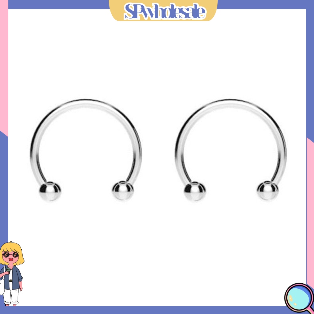 <SPwholesale> Bộ 2 Khuyên Mũi Thép Không Gỉ Hình Móng Ngựa