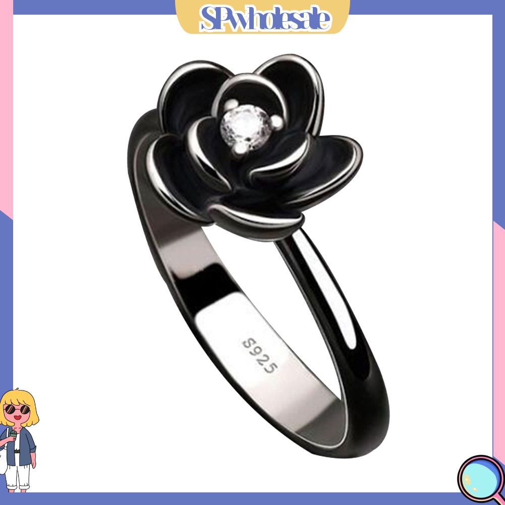 <SPwholesale> Nhẫn Mạ Bạc Hình Hoa Đính Đá Thời Trang Cho Nữ