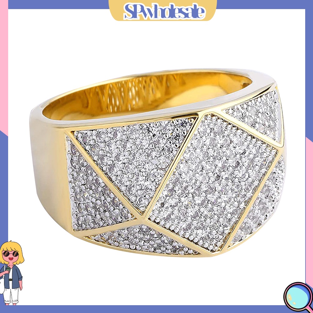 <SPwholesale> Nhẫn Dát Đá Hình Học Thời Trang Cho Nam