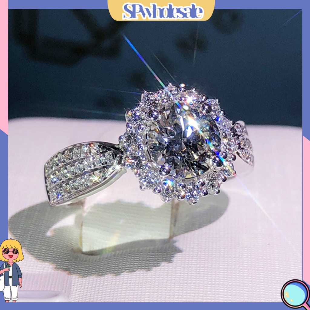 &lt;SPwholesale&gt; Nhẫn Đính Hôn Bằng Đồng Sáng Bóng Tinh Tế Cho Nữ