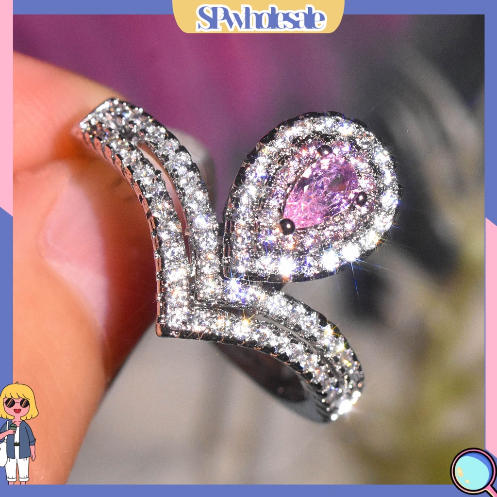 &lt;SPwholesale&gt; Nhẫn Hình Giọt Nước Giả Trang Sức Sáng Tinh Tế Cho Nữ Dự Tiệc