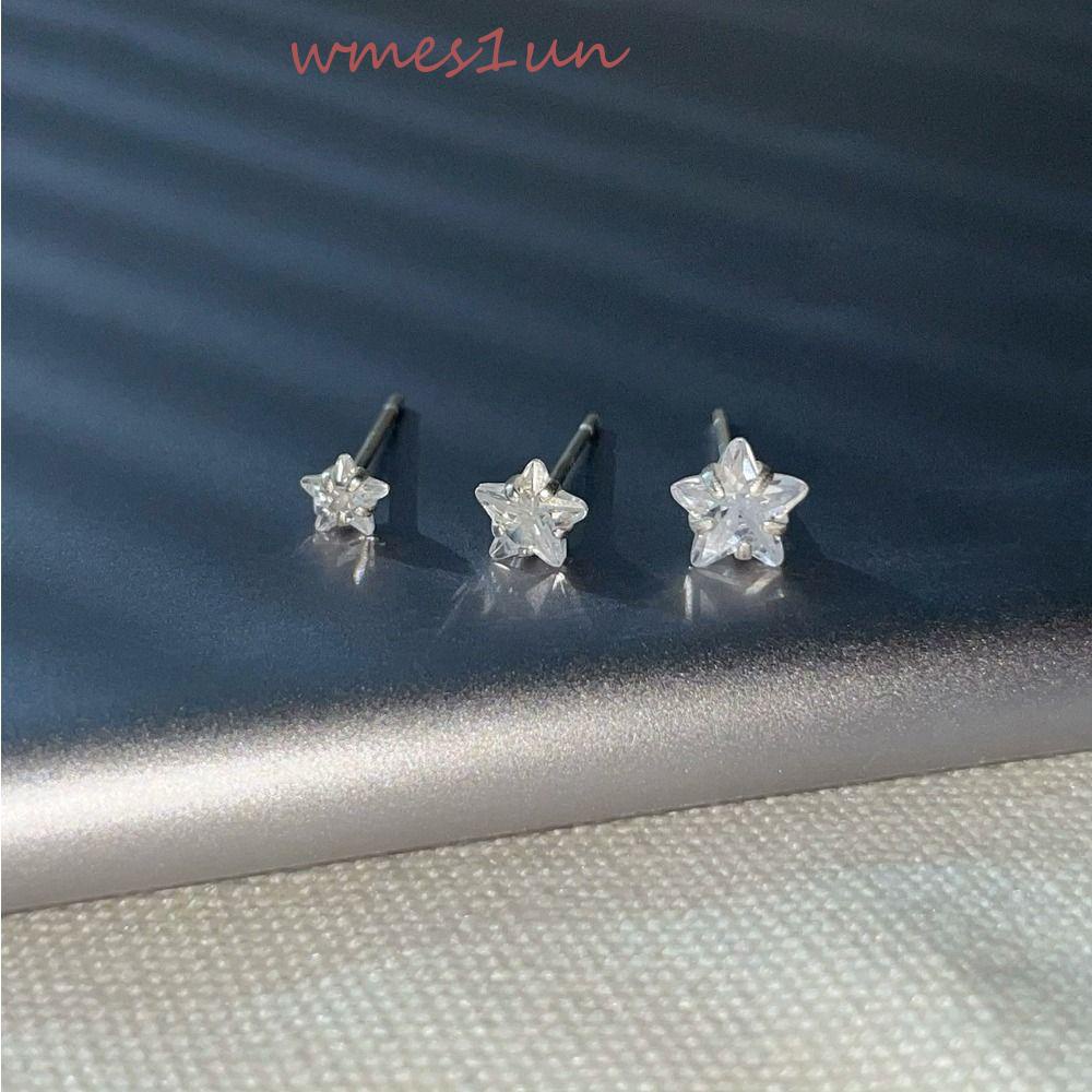 Bông Tai Mini WMES15H Bằng Đồng Thiết Kế Ngôi Sao Đơn Giản Thời Trang Phong Cách Hàn Quốc Cho Nữ