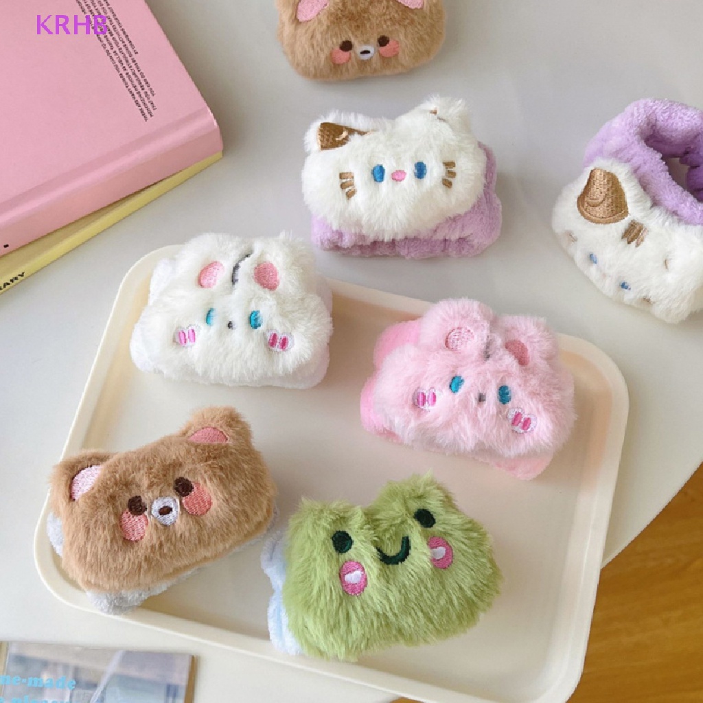 Set 2 Băng Đeo Cổ Tay Rửa Mặt / Cổ Tay Bằng Lông Cừu Họa Tiết Hoạt Hình Mới