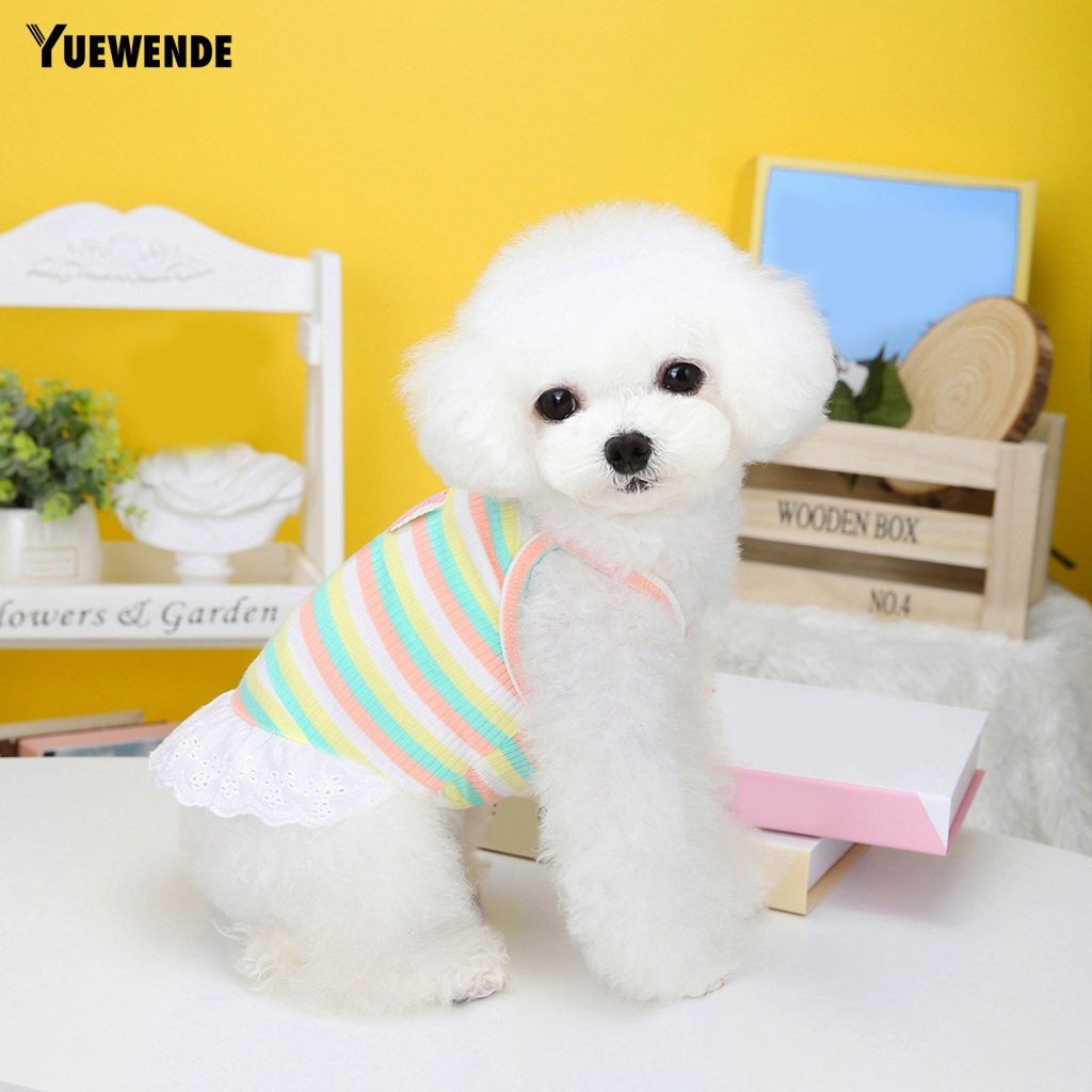 Yue.z Đầm Công Chúa Họa Tiết Kẻ Sọc Nhiều Màu Sắc Mỏng Thời Trang Mùa Hè Dành Cho Cún Cưng