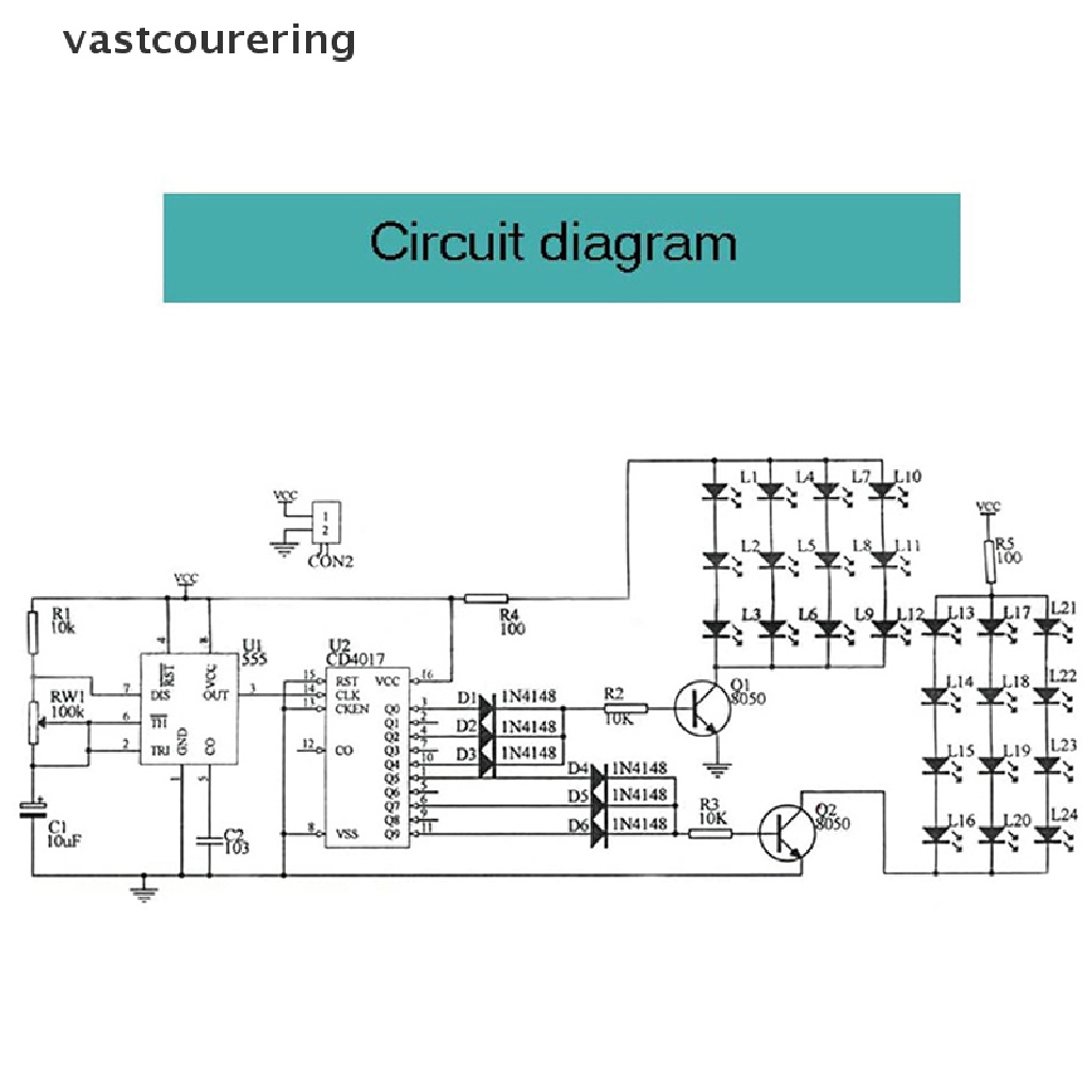Bộ Đèn LED Điện Tử DIY Nhiều Màu Sắc NE555 CD4017 IC