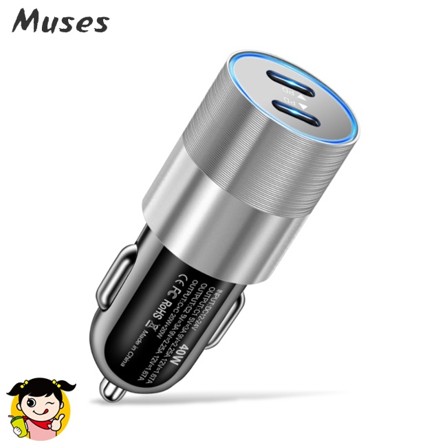 Tẩu Sạc Điện Thoại pd + pd Kép 40w Cho Xe Hơi