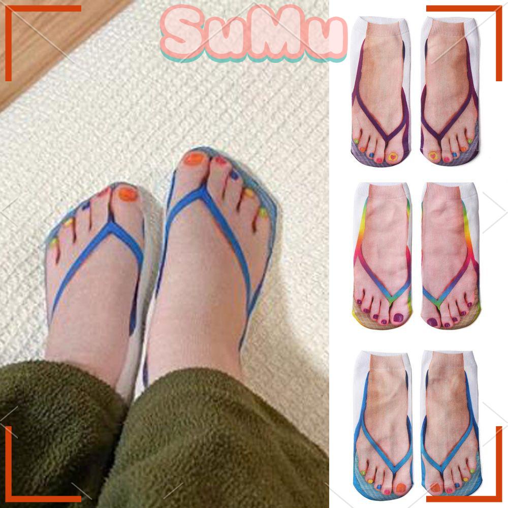 Vớ Cotton Mềm Cổ Thấp In Họa Tiết 3D Cho Thanh Thiếu Niên