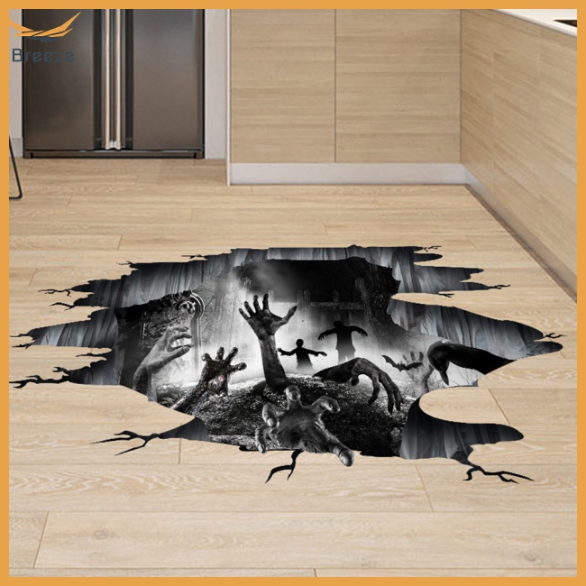 Set 2 Sticker Dán Tường Pvc Hình Bàn Tay Halloween 3d Đáng Sợ Trang Trí Phòng Khách