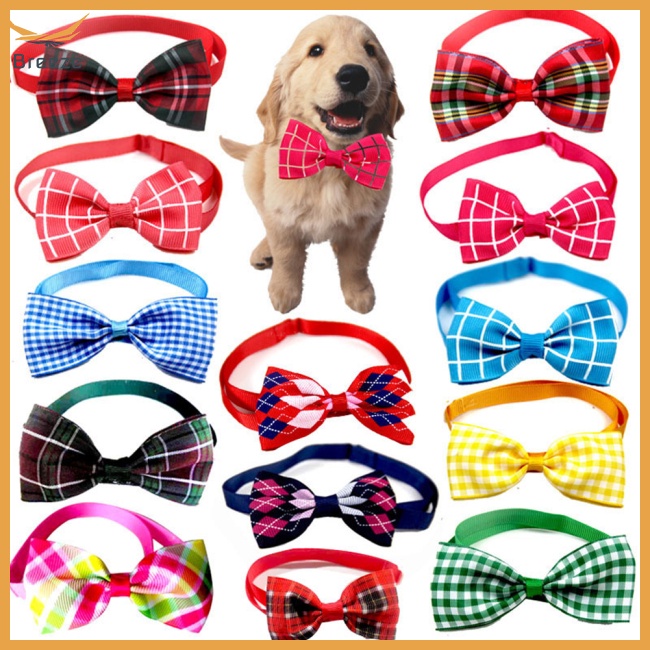 Vòng Cổ Thắt Nơ Họa Tiết Sọc Caro Có Thể Điều Chỉnh Dành Cho Thú Cưng