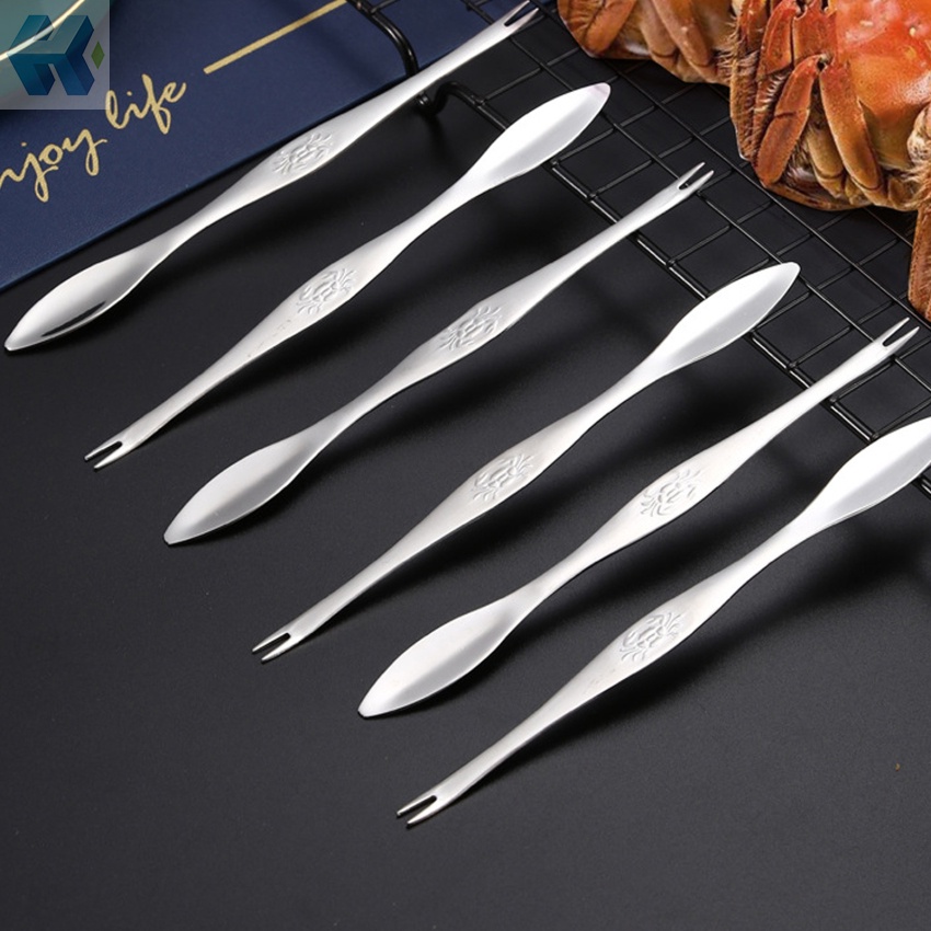 Bộ 5 Nĩa Và Muỗng Ăn Hải Sản Bằng Thép Không Gỉ 304