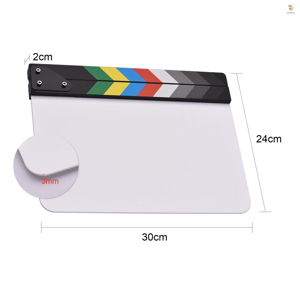 Bảng Clapboard 30 * 24cm / 12 * 9in Bằng Acrylic Kèm Que Cắt Nhiều Màu Sắc