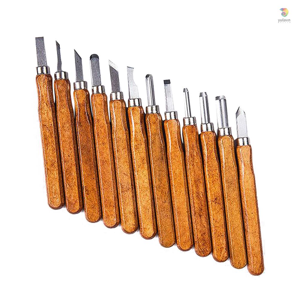 Bộ 12 Dụng Cụ Điêu Khắc Gỗ DIY Chuyên Dụng