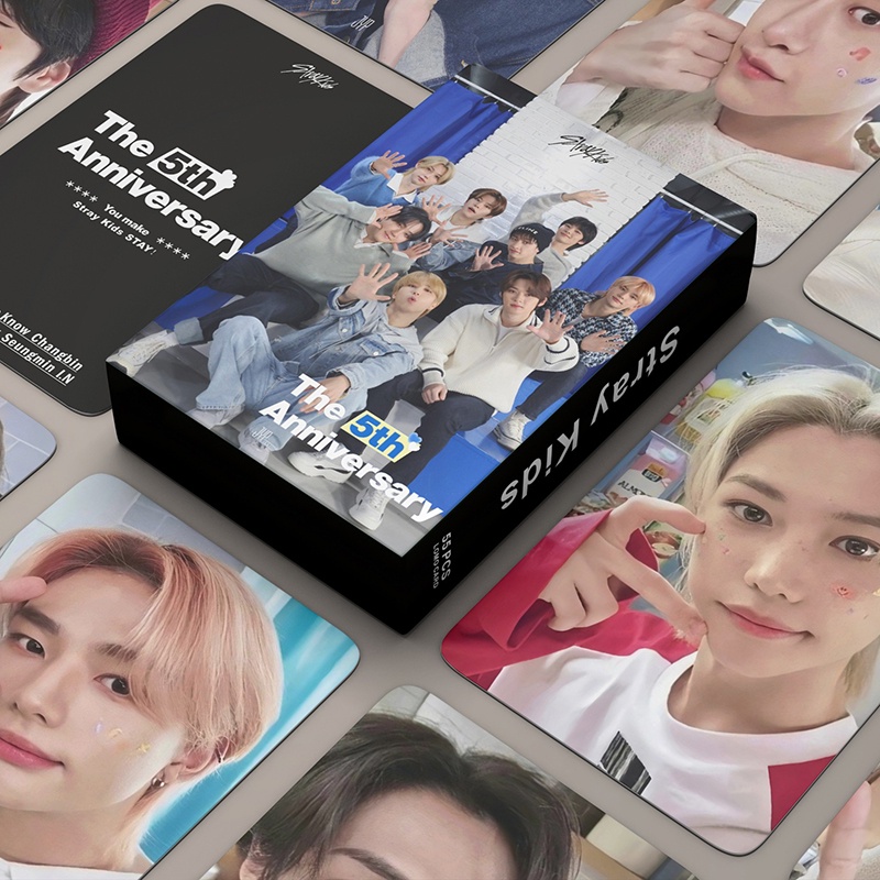 Hộp 55 Ảnh LOMO Card Kỉ Niệm Lần Thứ 5 Hình Nhóm Nhạc Stray Kids Thẻ
