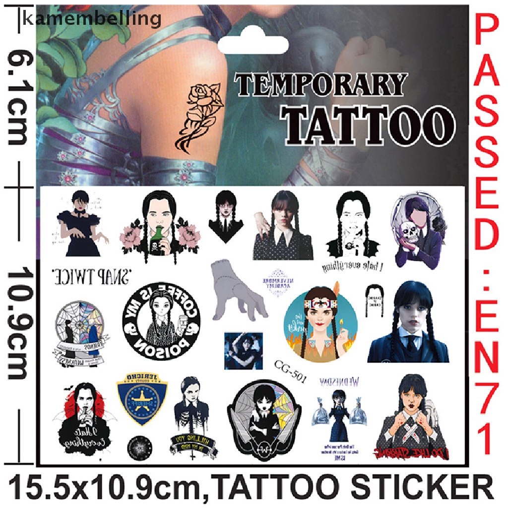 Kamembelling 1 Tờ Nhãn Dán Trang Trí Xe Hơi Laptop Điện Thoại Hình Addams Kinh Dị Mỹ