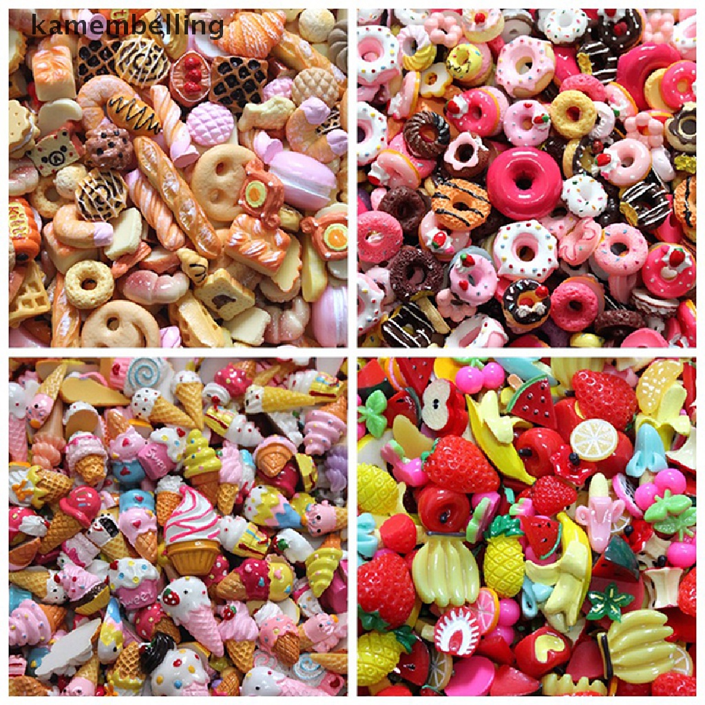 Kamembelling Set 10 Mô Hình Đồ Chơi Mini Hình Bánh Donut / Bánh Quy / Phụ Kiện Điện Thoại Di Động