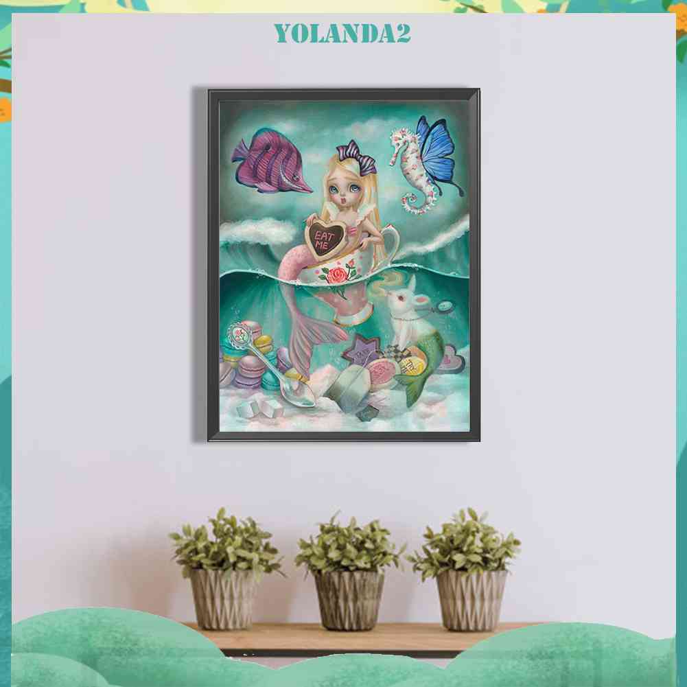 Bộ Tranh Đính Đá 5D Họa Tiết Alice in Wonderland Độc Đáo DIY Dùng Trang Trí Nhà Cửa