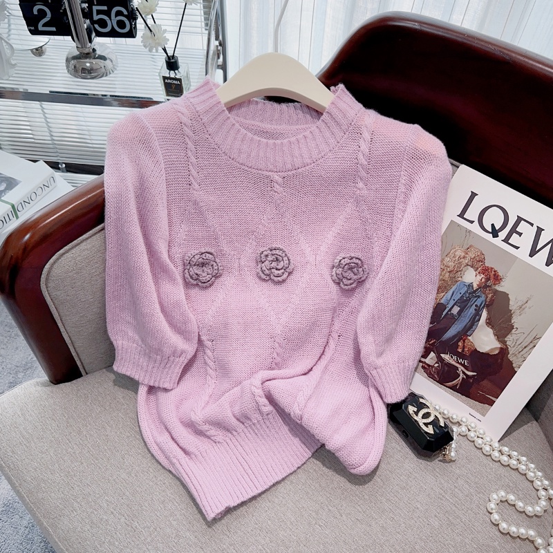 Áo Sweater Thêu Hoa Nhỏ Xinh Phong Cách Phương Tây Thời Trang Mùa Hè 2023 Mới