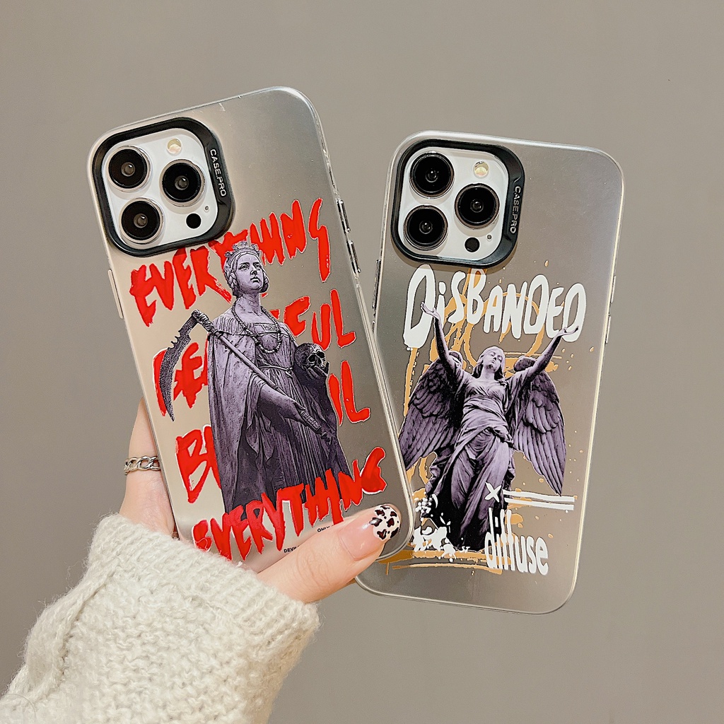 Ốp Điện Thoại TPU Mềm Trong Suốt Mạ Điện Họa Tiết Tượng Cổ Điển Cho iphone 13 14 12 11 pro max