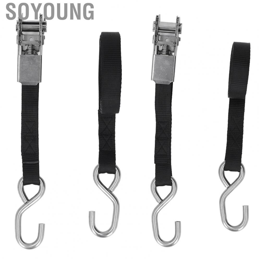 Soyoung Ratchet Tie Down Straps  Sturdy Construction Flexible Precise Stitching High Toughness 2PCS Ratcheting Securing for Ship