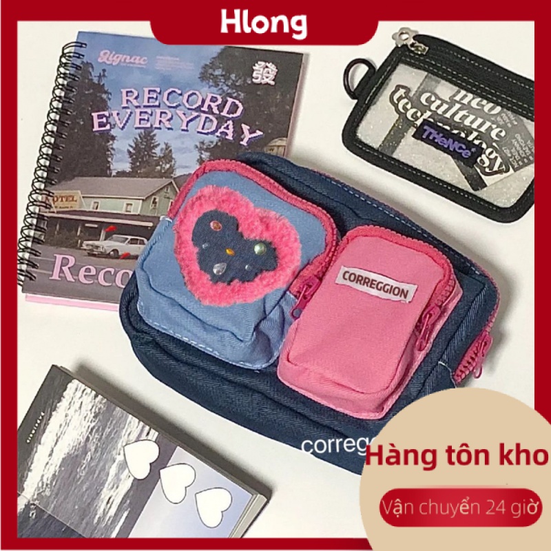 Túi Đựng Mỹ Phẩm Phối Lông Xù Xinh Xắn Sức Chứa Lớn Cho Nữ y2k