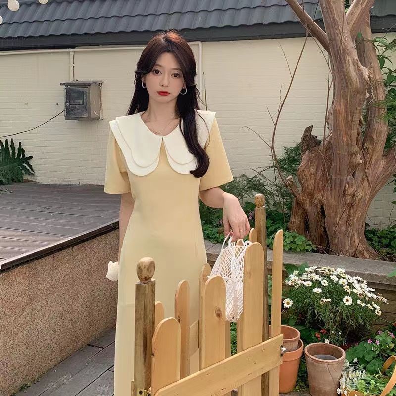 Đầm Cổ Lá Sen Dáng Ôm Chiết Eo Kiểu Pháp Thời Trang Mùa Hè Sang Trọng Cho Nữ