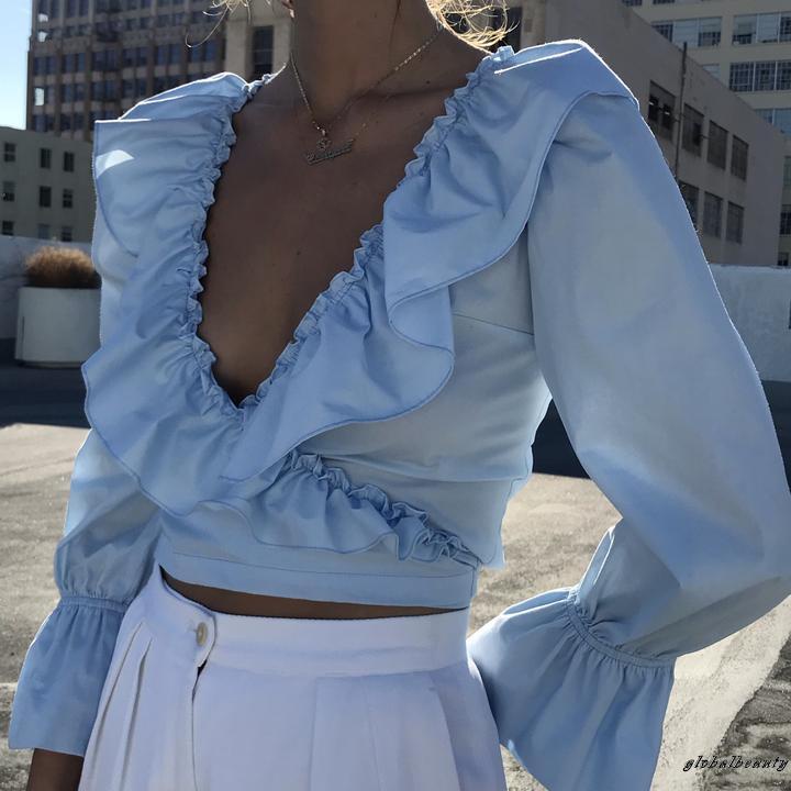 Áo Nữ Tay Dài Cổ Chữ V Thời Trang Quyến Rũ