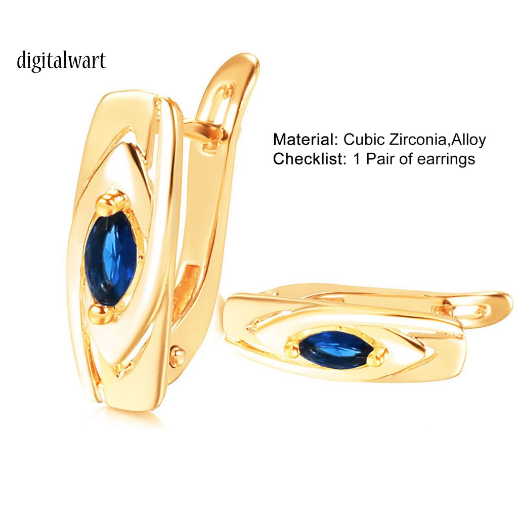 Kỹ Thuật Số| 1 Đôi Bông Tai Tròn Đính Đá Zirconia Màu Xanh Dương Thoải Mái Dễ Mang Trang Sức Thanh Lịch Dành Cho Bạn Nữ