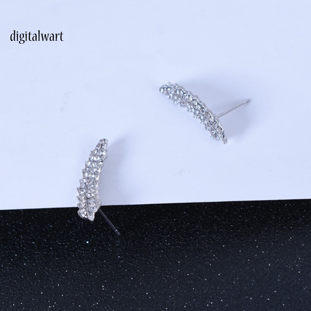 Kỹ Thuật Số| 1 Đôi Bông Tai Hình Chiếc Lá Đính Đá Zircon Lấp Lánh Dành Cho Nữ