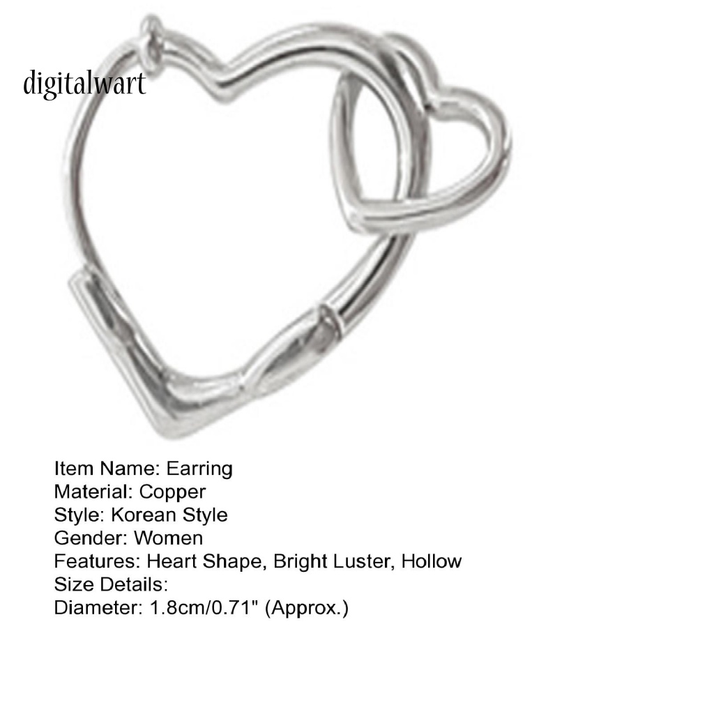 Kỹ Thuật Số| 1 Khuyên Tai Hình Trái Tim Đôi Phong Cách Hàn Quốc Dành Cho Nữ