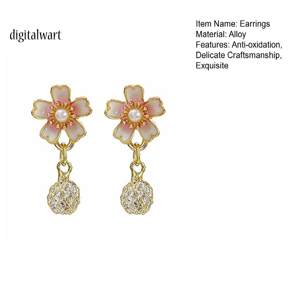 Kỹ Thuật Số| 1 Đôi Khuyên Tai Dạng Hạt Xỏ Lên Màu Nhanh Họa Tiết Hoa Sơn Dầu Zircon Giả Bóng Cao Trang Trí Tinh Tế