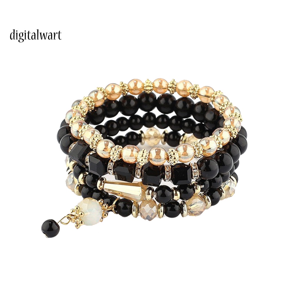 Kỹ Thuật Số| Set 4 Vòng Tay Co Giãn Nhiều Lớp Đính Tua Rua Thời Trang Đi Biển Cho Nữ