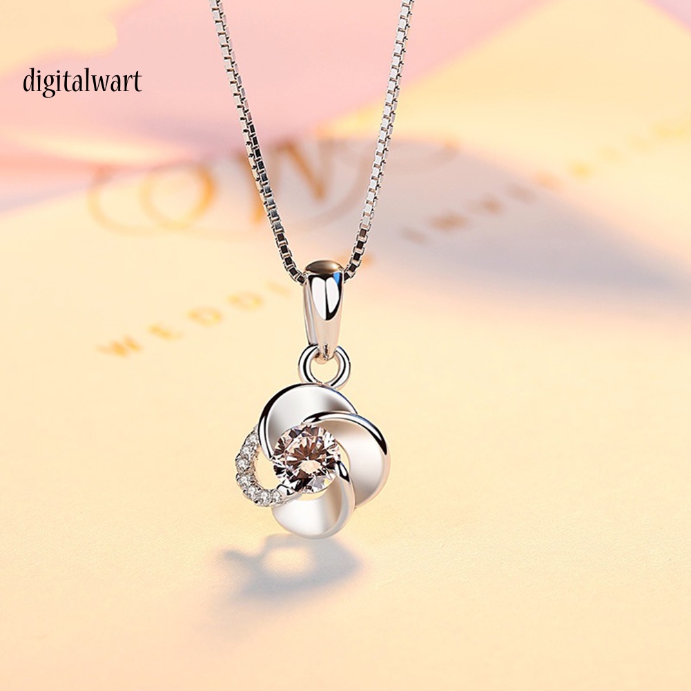 Kỹ Thuật Số| Vòng Cổ Choker Mạ Bạc Mặt Hình Cánh Hoa Xoắn Ốc Đính Đá Thời Trang Cho Nữ