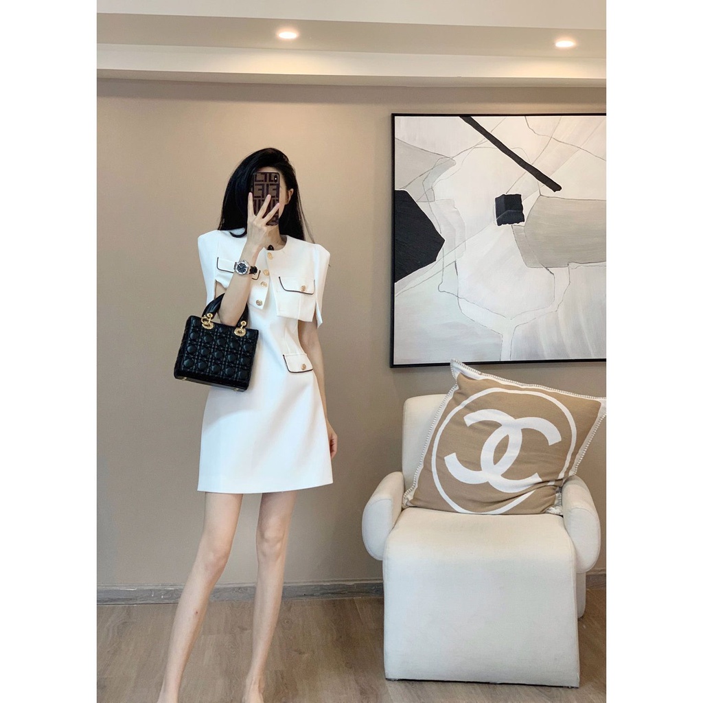 Set Áo Váy Hai Dây Phong Cách Hong Kong Thời Trang Mùa Hè Mới Cao Cấp Cho Nữ