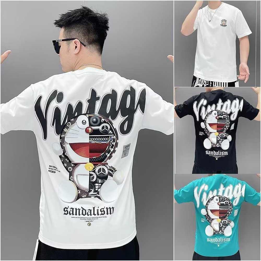 Áo Thun Cotton Trơn Tay Ngắn In Chữ Phong Cách Hip Hop Đường Phố Thời Trang Mùa Hè Cho Nam Giới Size S-5XL