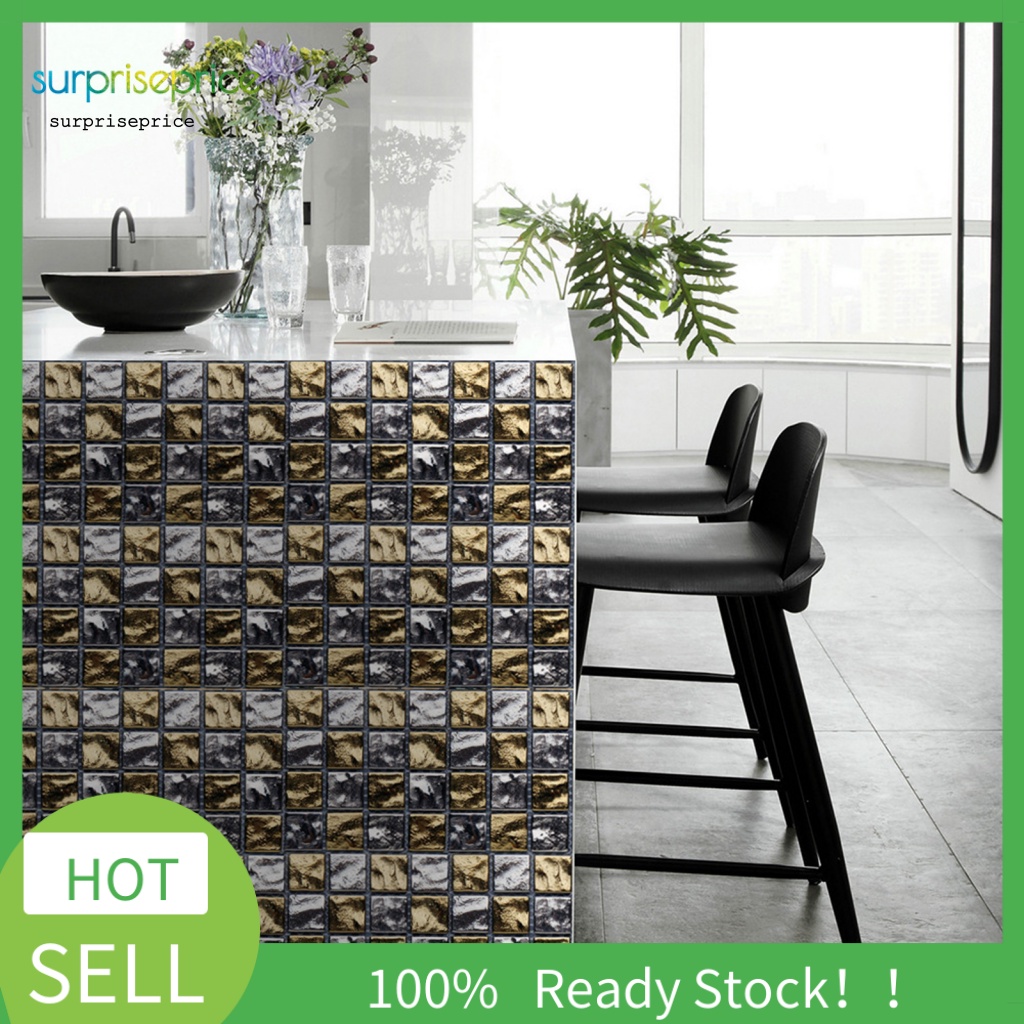 Set 10 Miếng Dán Tường / Sàn 3D Bằng PVC Chống Nước Dễ Lau Chùi DIY